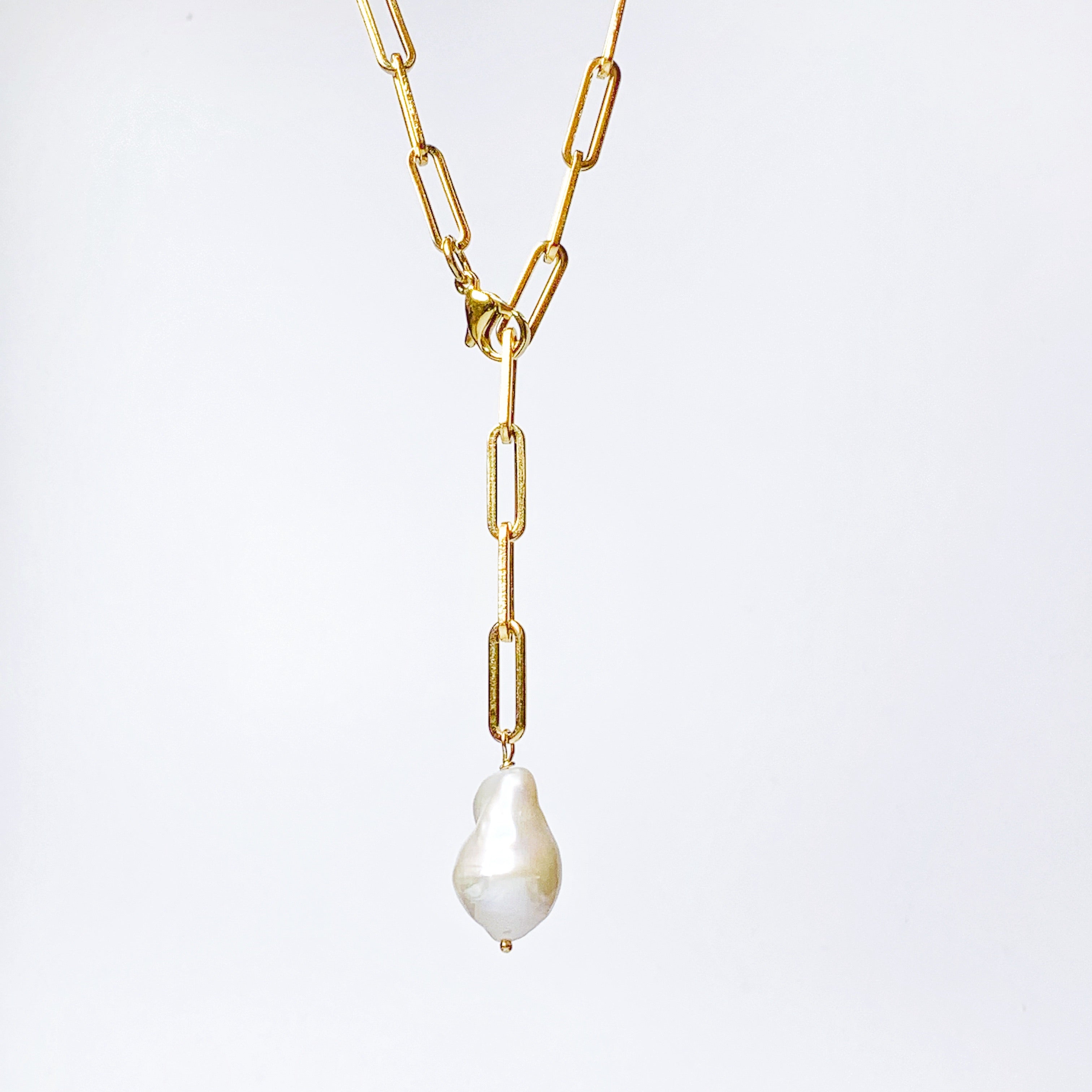 Jada - Pearl Paper Clip Necklace – ANA CHRISTI